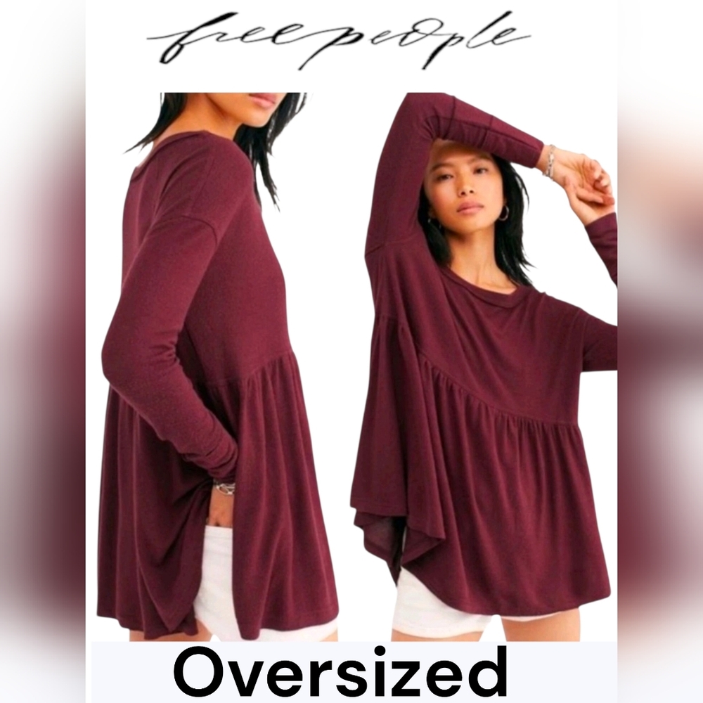 FREE PEOPLE Oversized Forever Your Girl Women's Babydoll Soft Knit Top